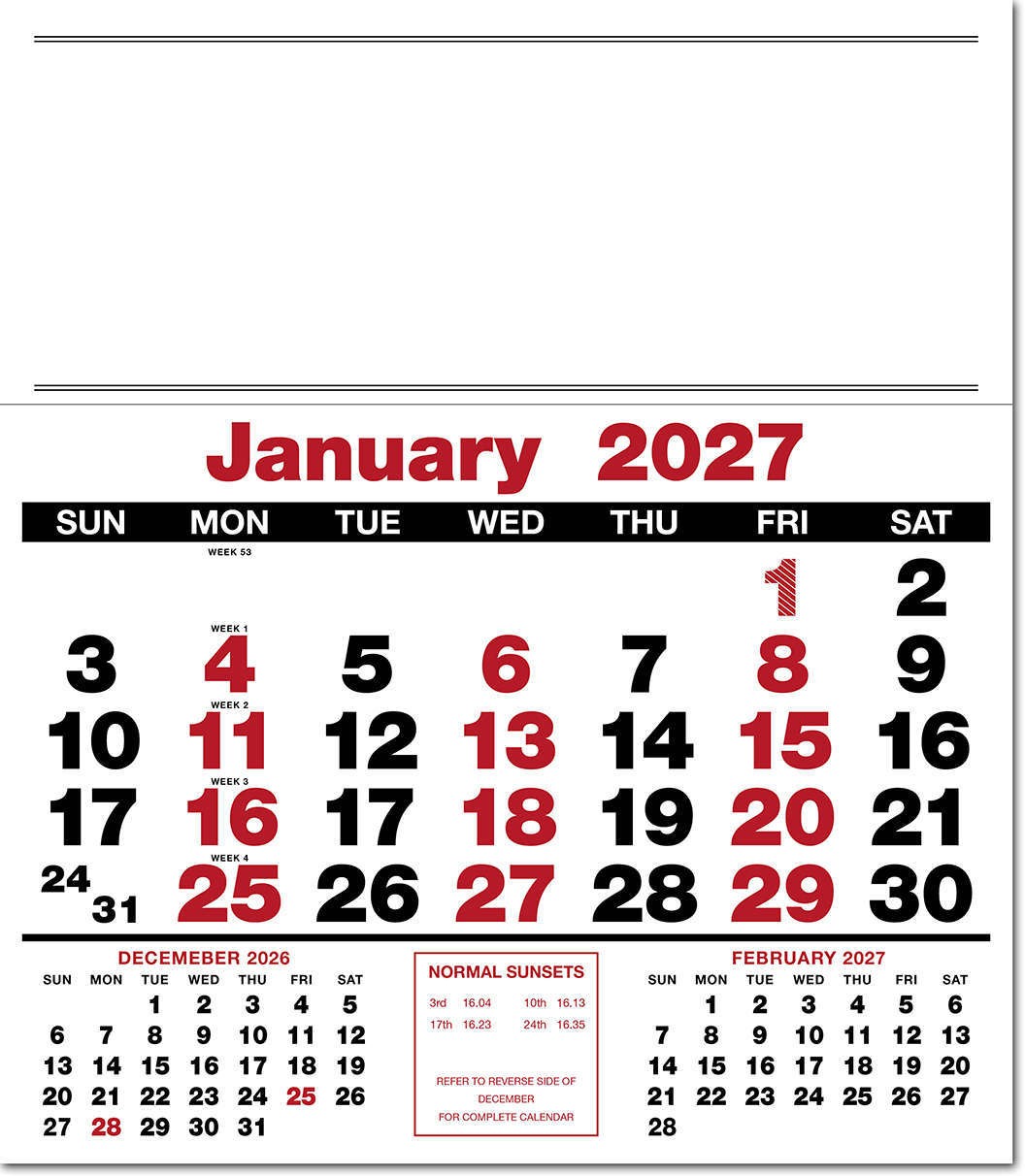 Bold Figure Headboard Calendar - Red and Black