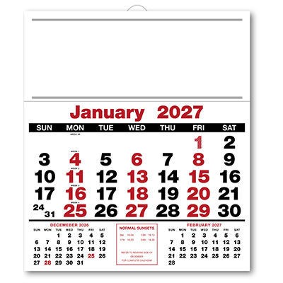 Bold Figure Headboard Calendar - Red and Black