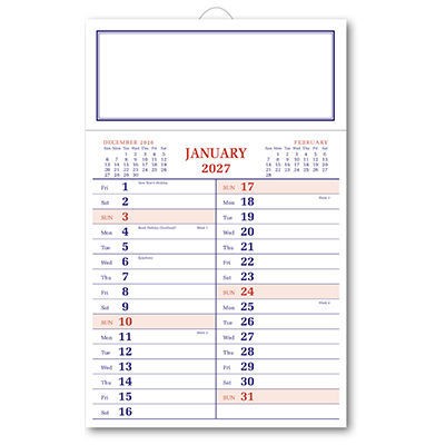 Full Backboard Memo Calendar - Blue and Orange