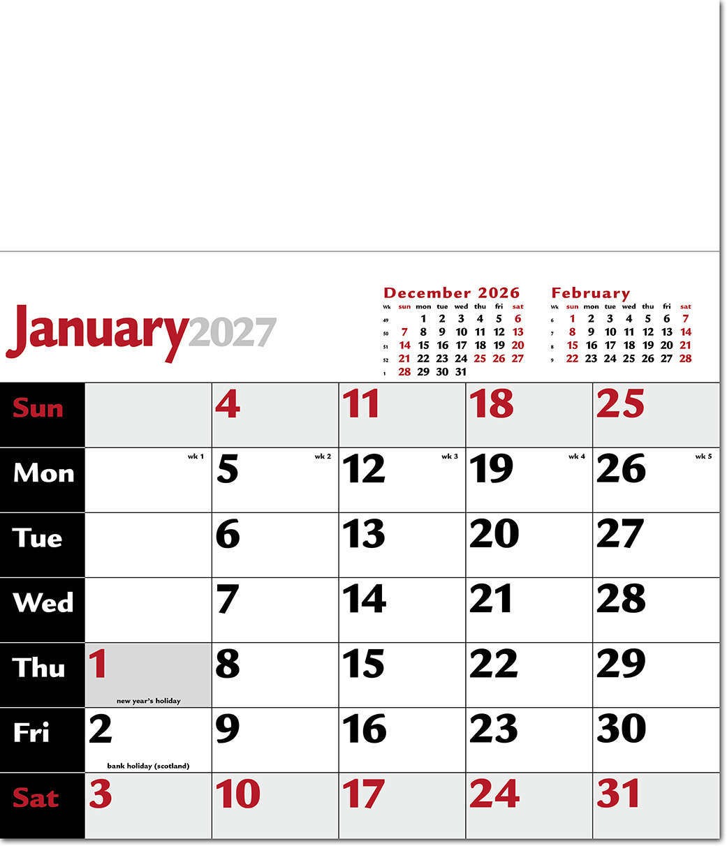 Red & Black Headboard Calendar