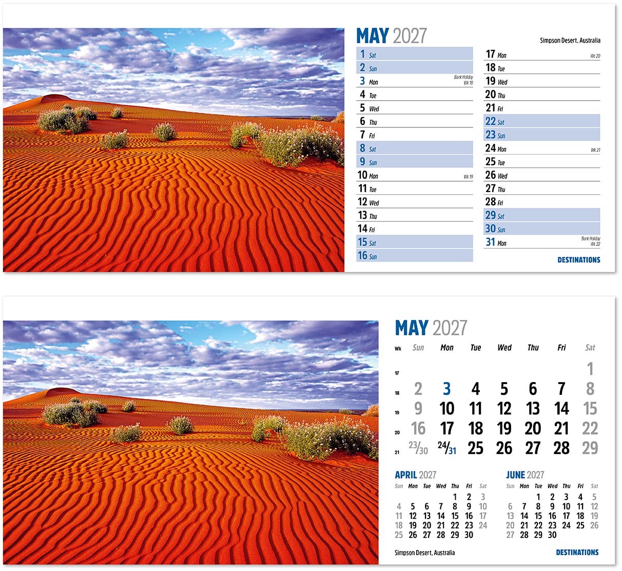 Destinations Desk Calendar