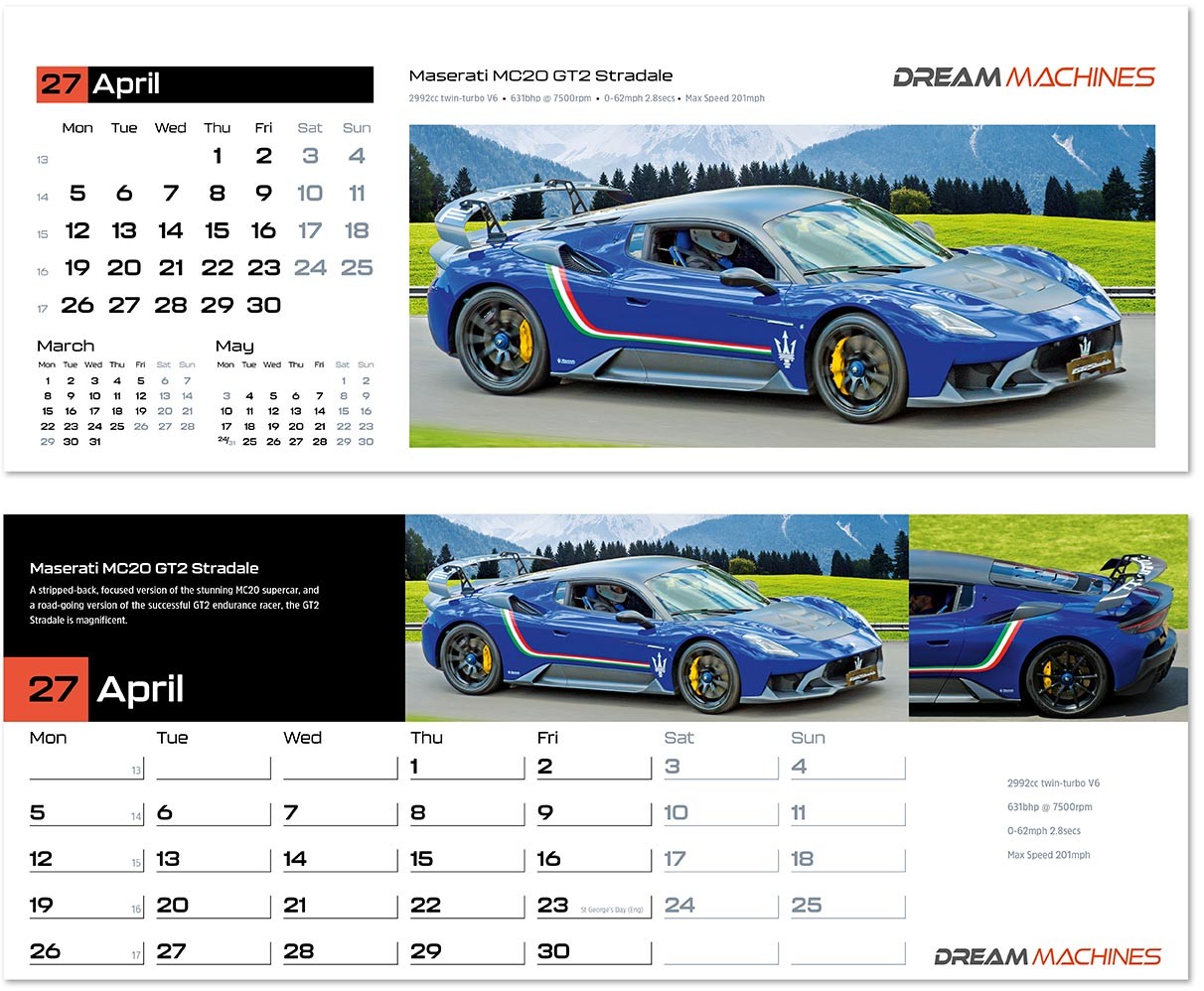 Dream Machines Premium Lined Easel Desk Calendar
