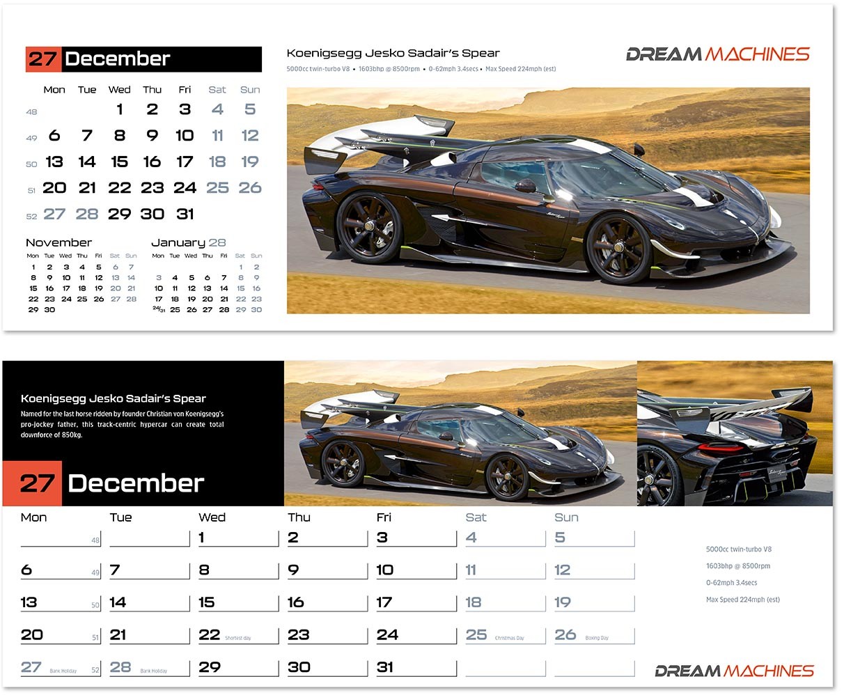 Dream Machines Premium Lined Easel Desk Calendar