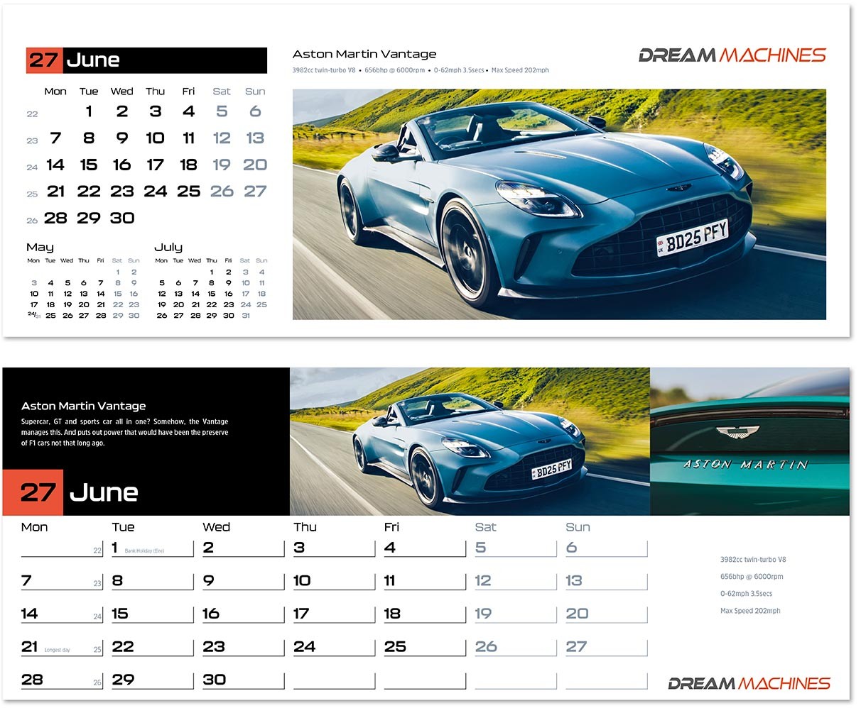 Dream Machines Premium Lined Easel Desk Calendar