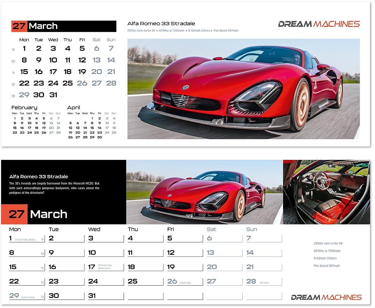 Dream Machines Premium Lined Easel Desk Calendar