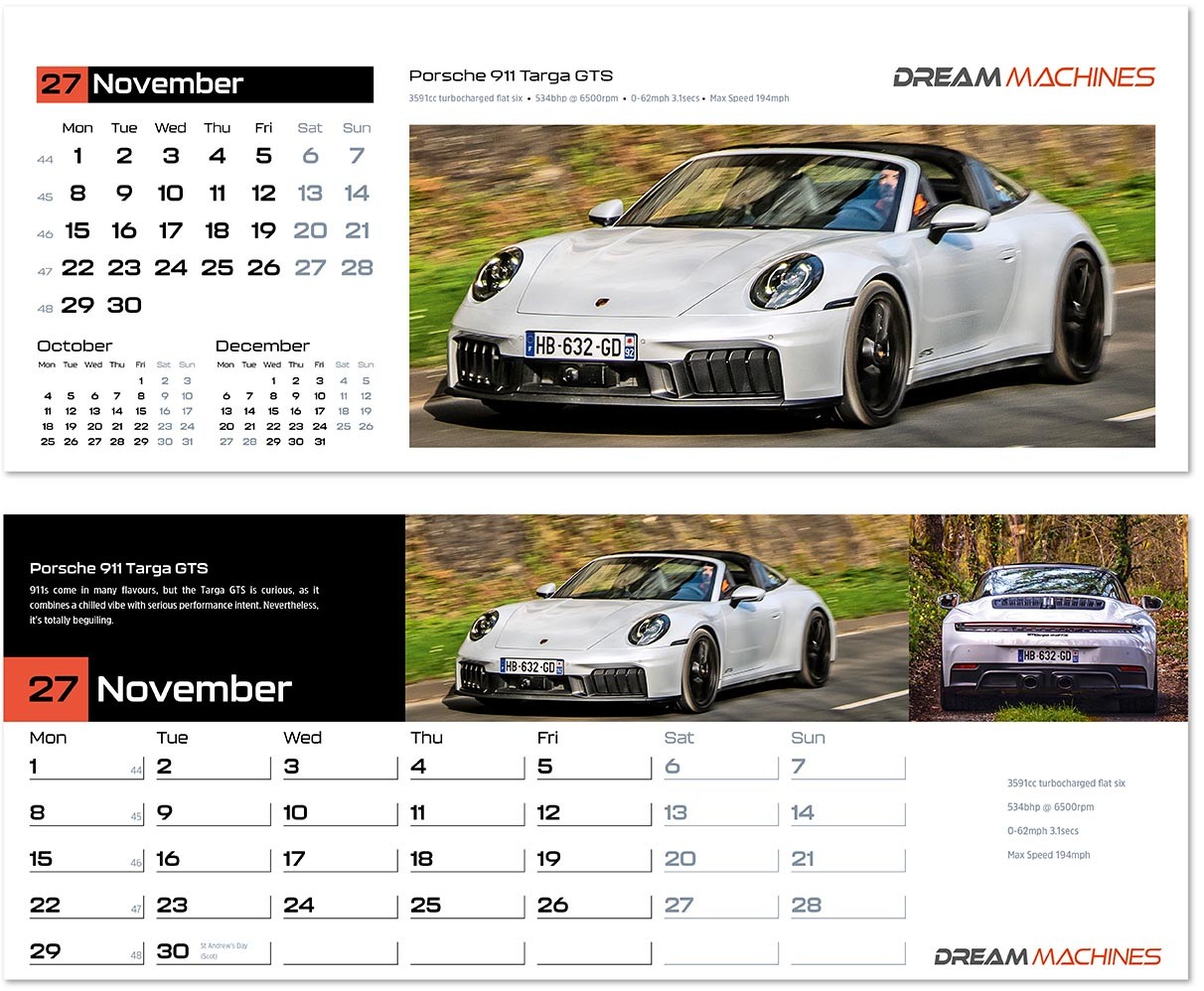 Dream Machines Premium Lined Easel Desk Calendar