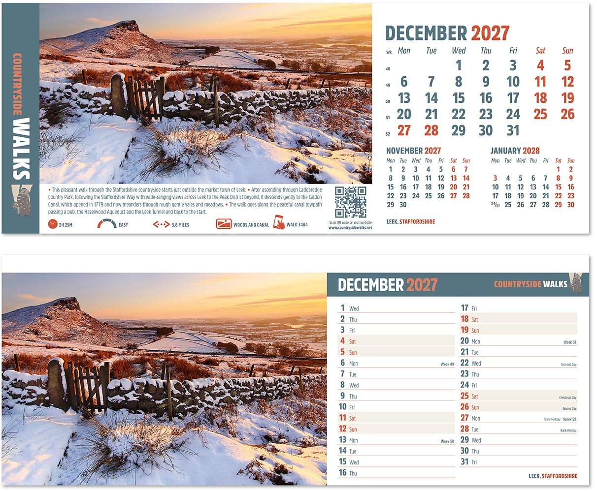 Countryside Walks Note Station Desk Calendar