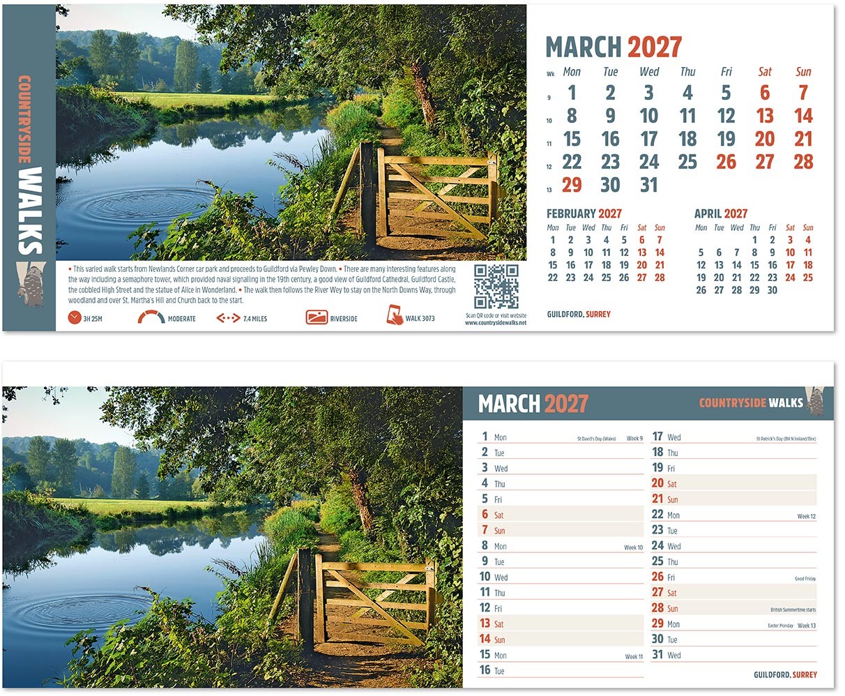 Countryside Walks Note Station Desk Calendar