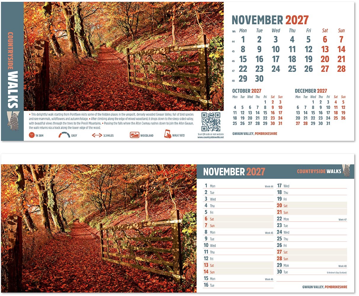 Countryside Walks Note Station Desk Calendar