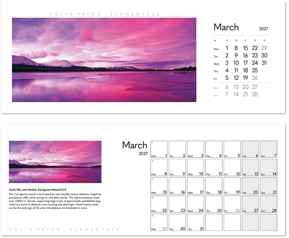 Colin Prior Elementals Premium Lined Easel Desk Calendar