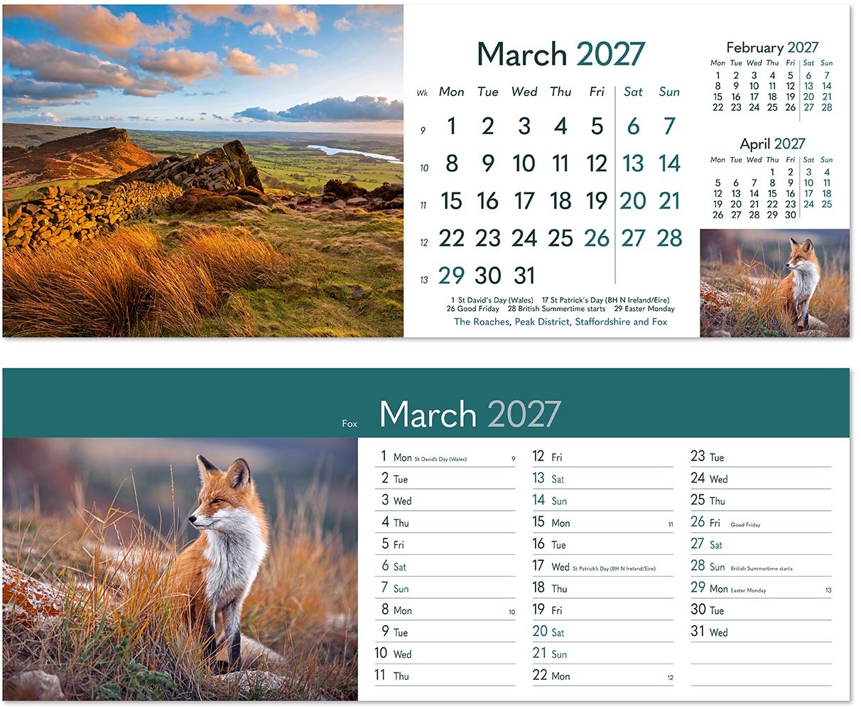 Rural Britain Note Station Desk Calendar 