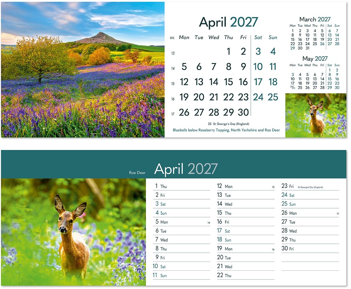 Rural Britain Premium Lined Easel Desk Calendar
