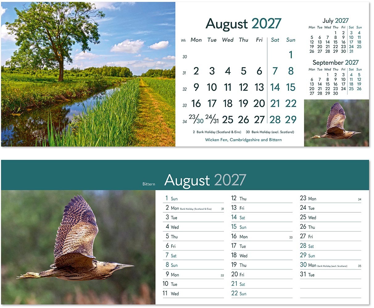 Rural Britain Premium Lined Easel Desk Calendar