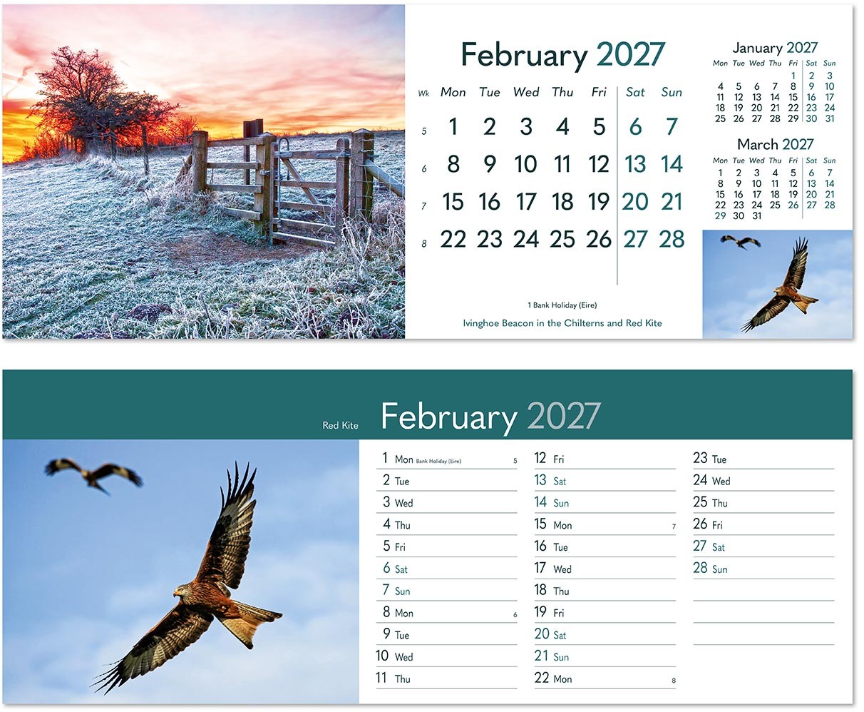 Rural Britain Premium Lined Easel Desk Calendar
