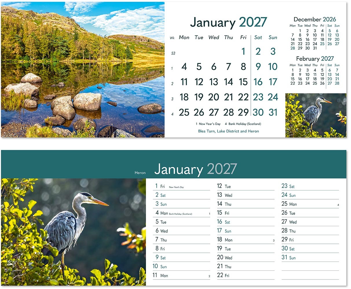 Rural Britain Premium Lined Easel Desk Calendar