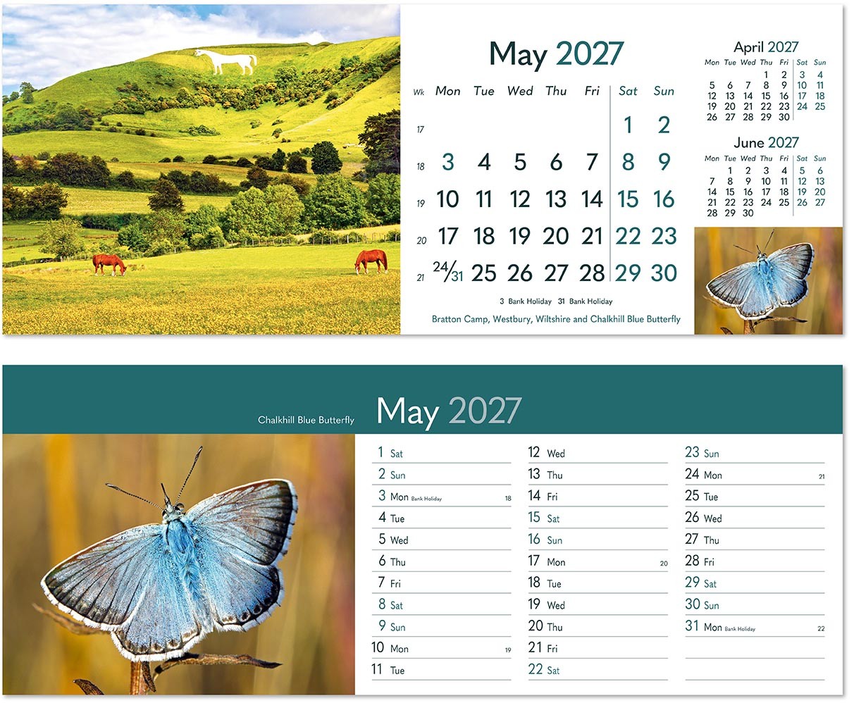 Rural Britain Premium Lined Easel Desk Calendar