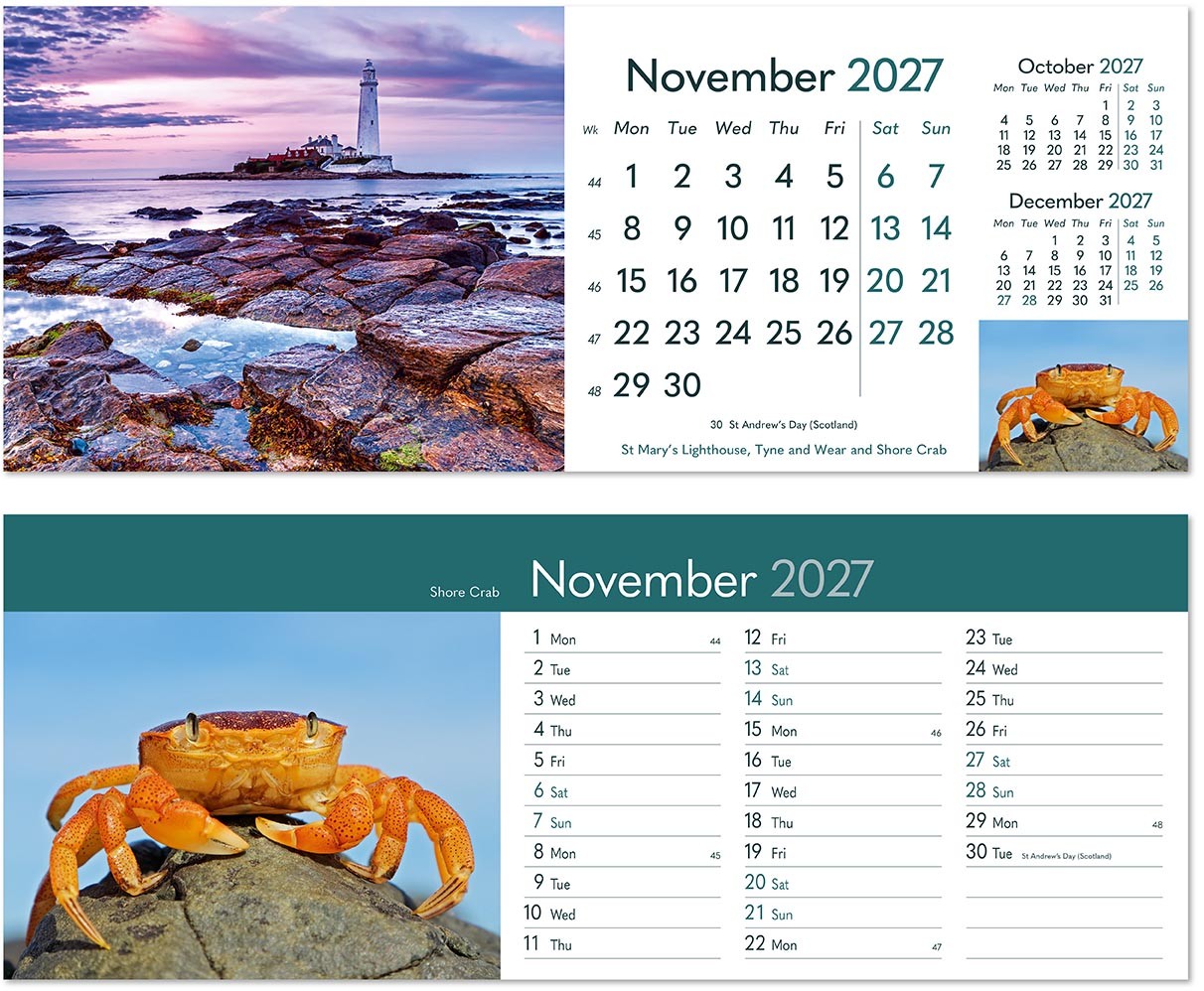 Rural Britain Premium Lined Easel Desk Calendar