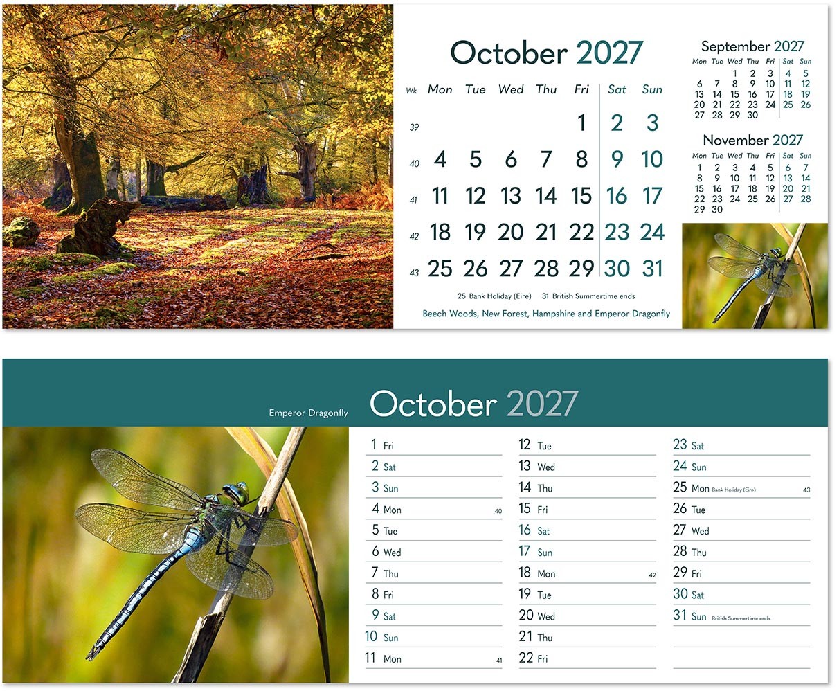 Rural Britain Premium Lined Easel Desk Calendar