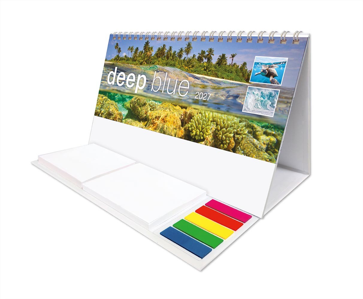 Deep Blue Note Station Desk Calendar