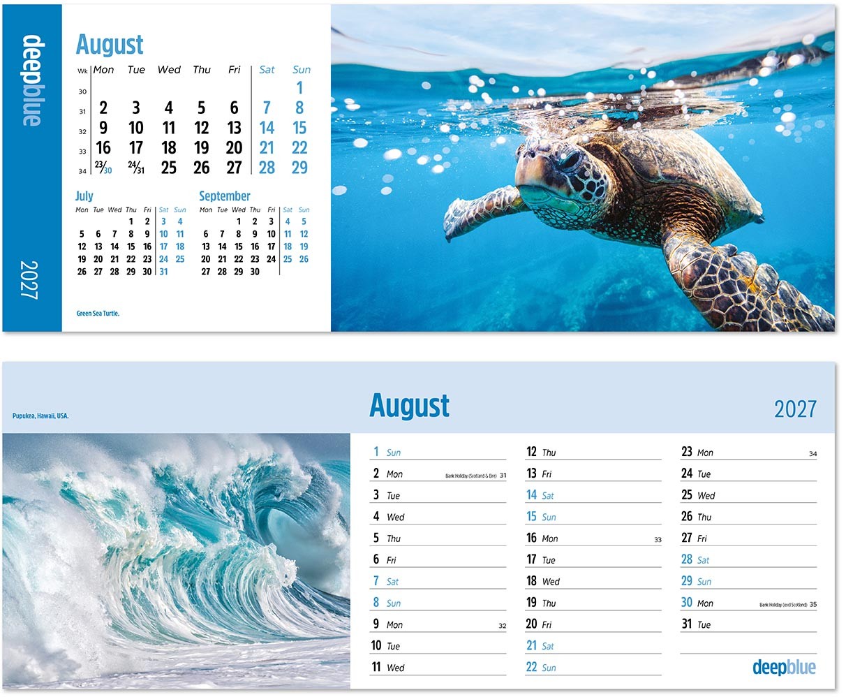 Deep Blue Premium Lined Easel Desk Calendar