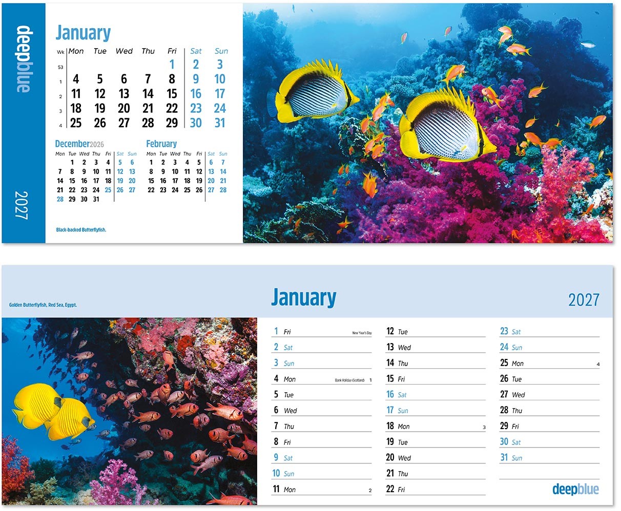 Deep Blue Premium Lined Easel Desk Calendar