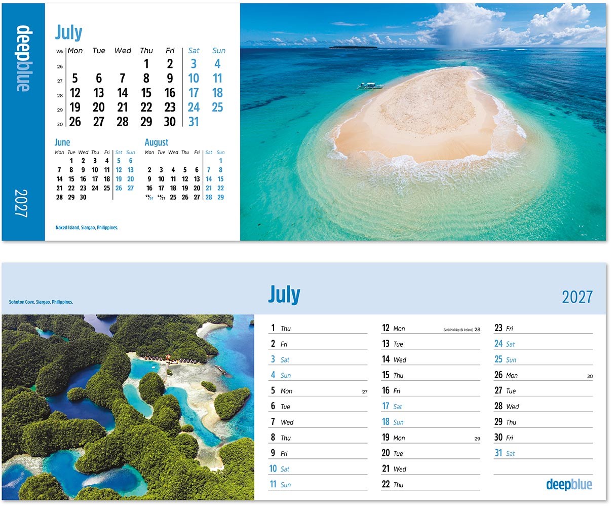 Deep Blue Premium Lined Easel Desk Calendar
