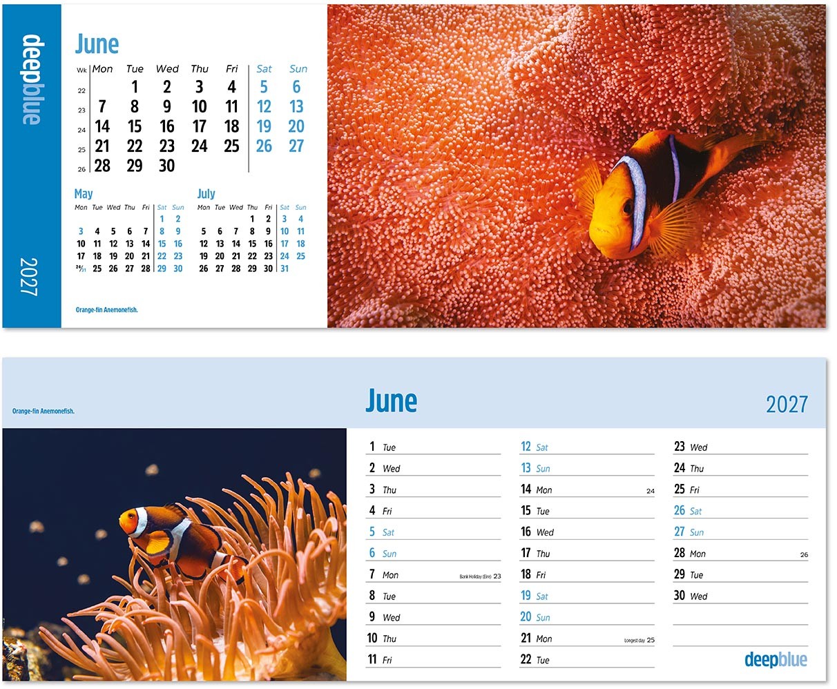 Deep Blue Premium Lined Easel Desk Calendar