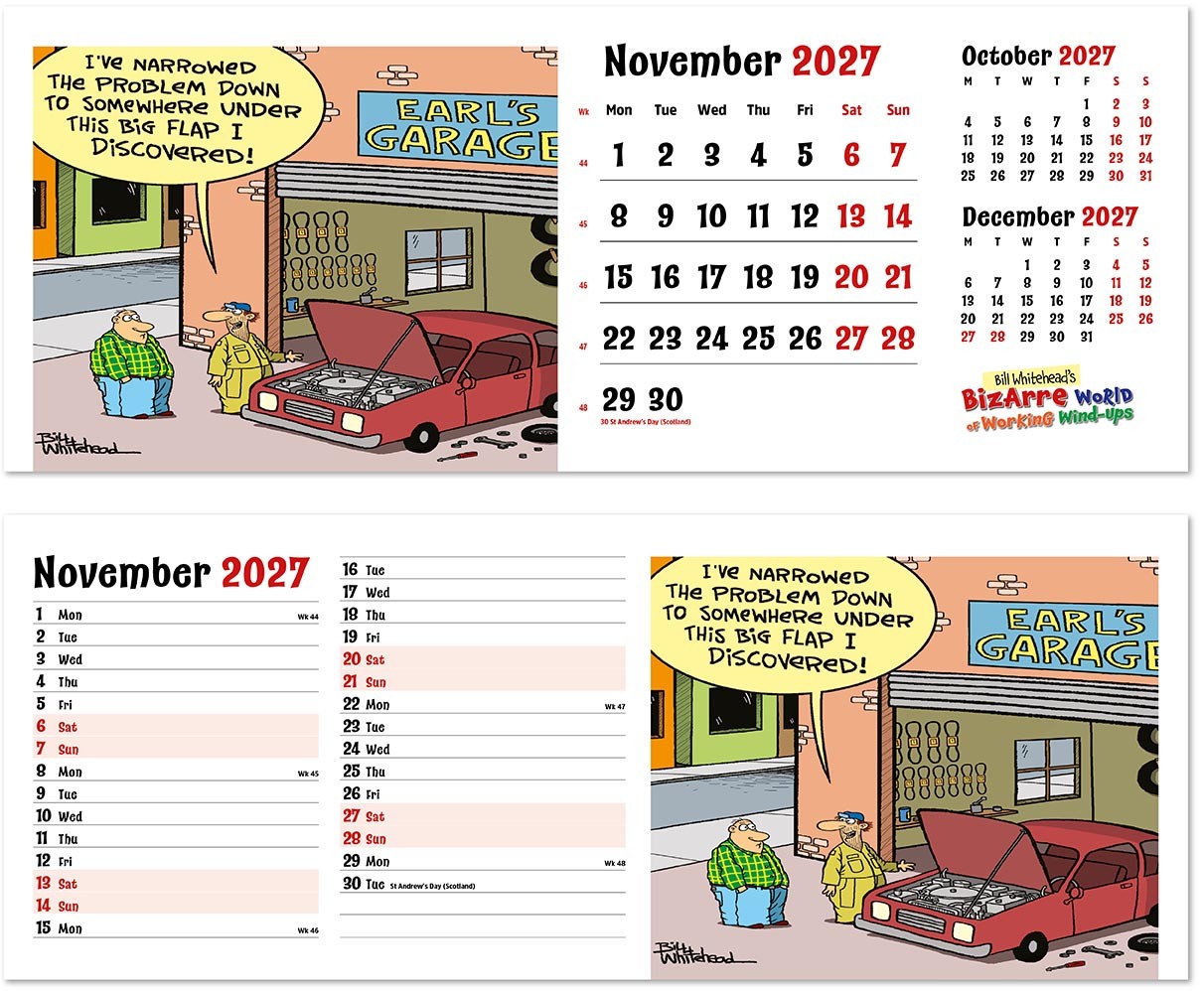 Bizarre World of Working Wind-Ups Premium Lined Easel Desk Calendar