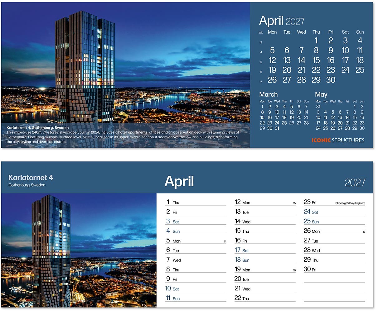 Iconic Structures Task Station Desk Calendar