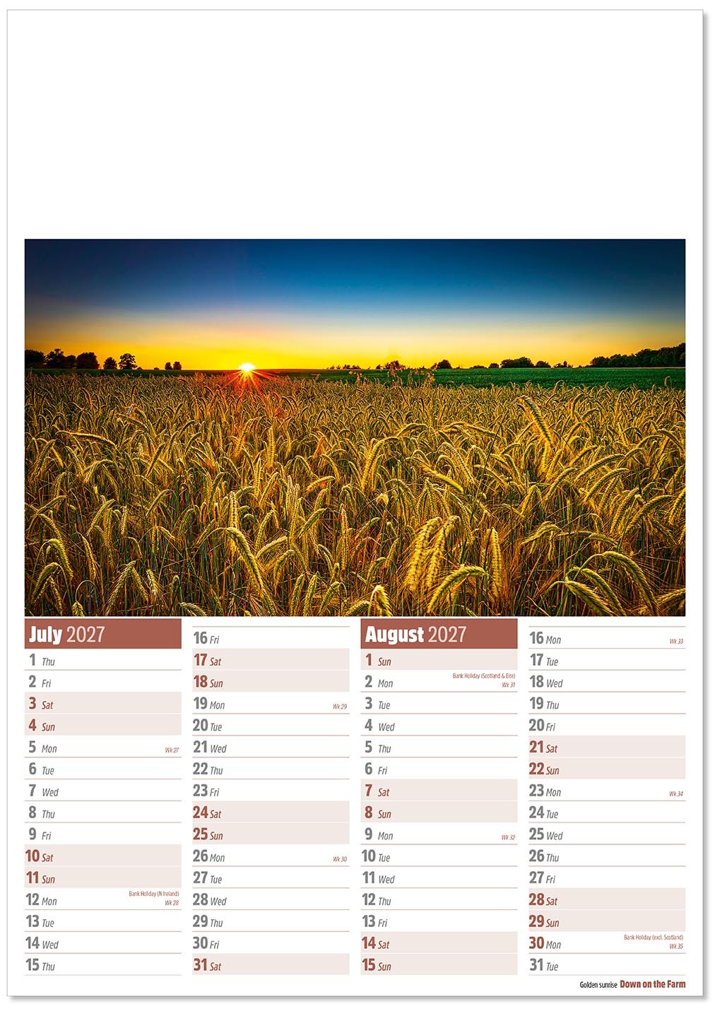 Down on the Farm Calendar