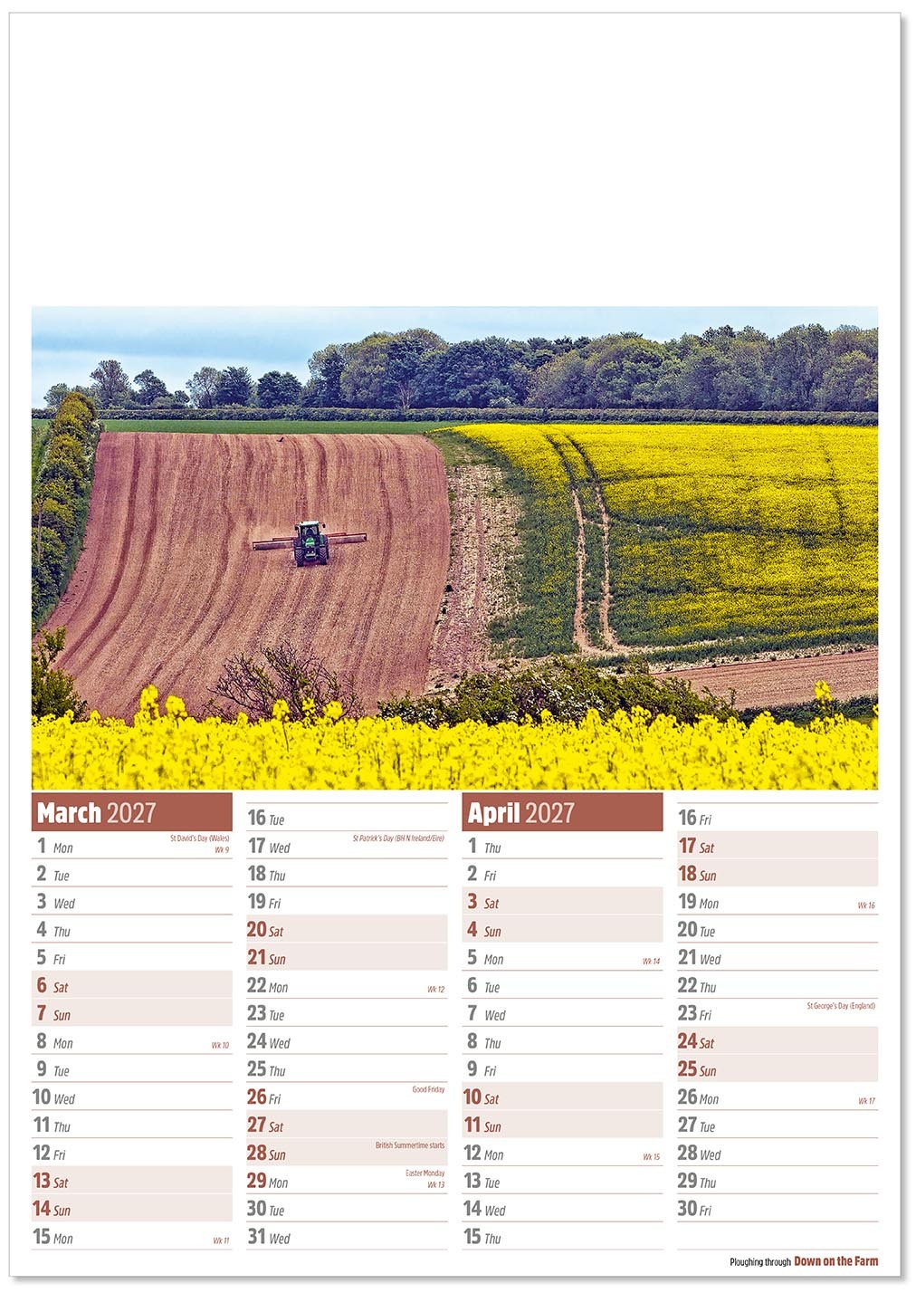 Down on the Farm Calendar