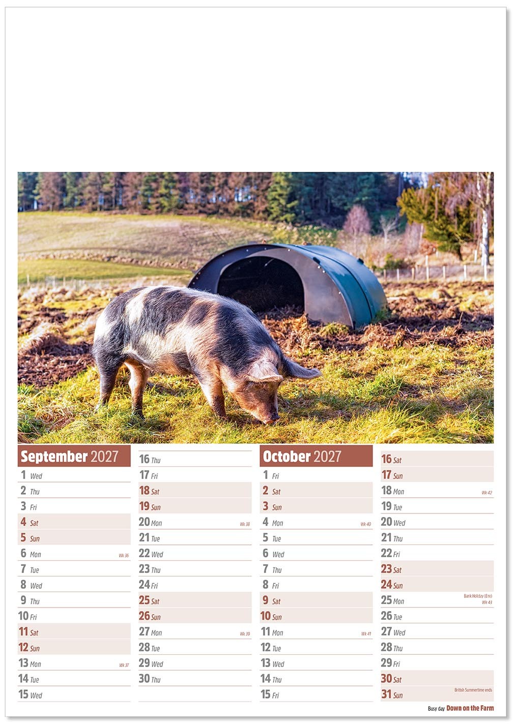 Down on the Farm Calendar