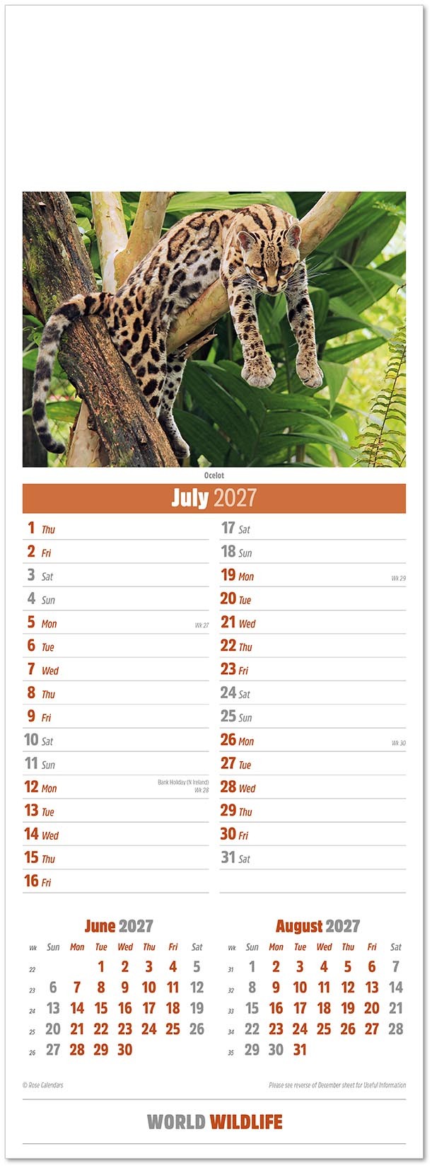 Slimline World Wildlife Calendar